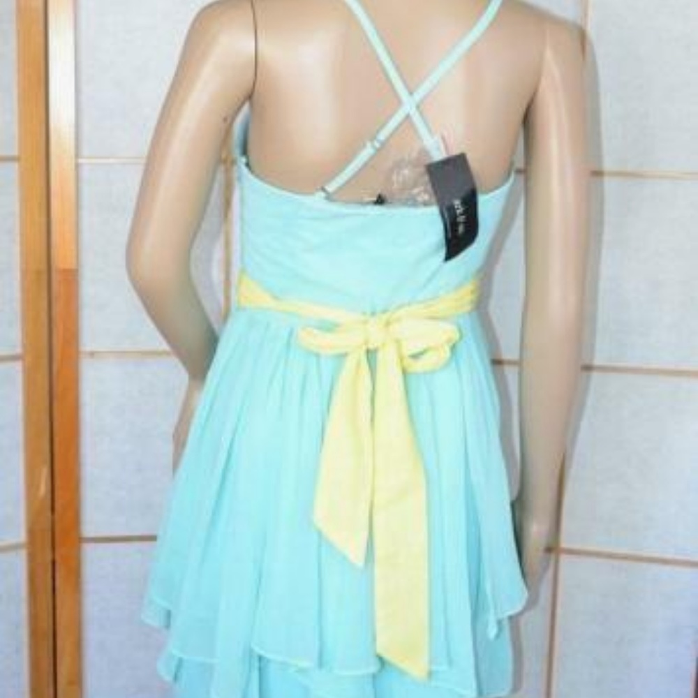NWT Ark Co Anthro Blue Tiered Chiffon Dress S - Picture 3 of 4